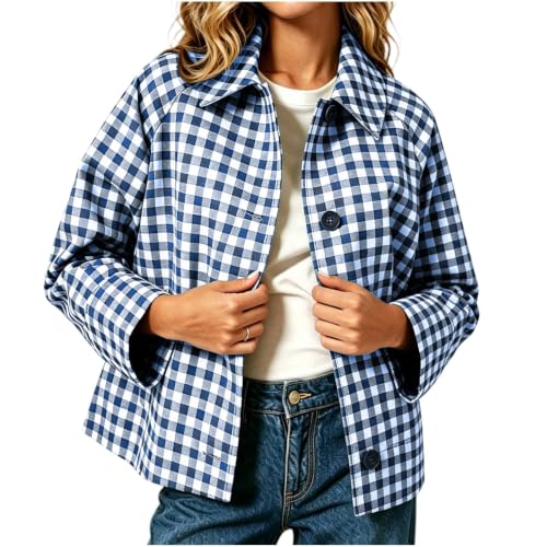 Shackets for Women 2026 Flannel Plaid Jackets Collar Button Down Casual Shirt Fall Winter Fashion Clothes — view 2