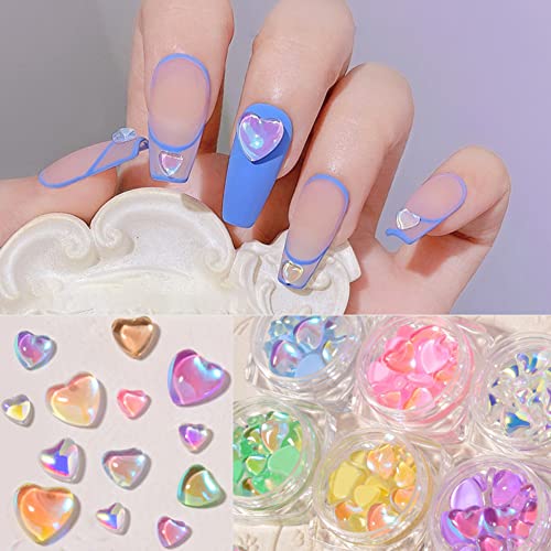 40 Pcs 3D Heart Nail Art Charms Rhinestones Mixed Size Macarons Candy Love Crystal Aurora Colorful Shining Diamonds Nail Decals For Valentine's Day Diy Craft Nail Decoration Accessories #TOP6