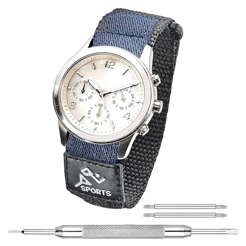 ALPINE Sporty Nylon Fabric Adjustable Strap for 20mm Watch Band - Waterproof & Quick Dry Nylon Replacement Watch Bands for Women & Men - Compatible with Regular & Smart Watch bands(Black/Blue) (B0CW9K4ZC2) Amazon Price History, Amazon Price Tracker