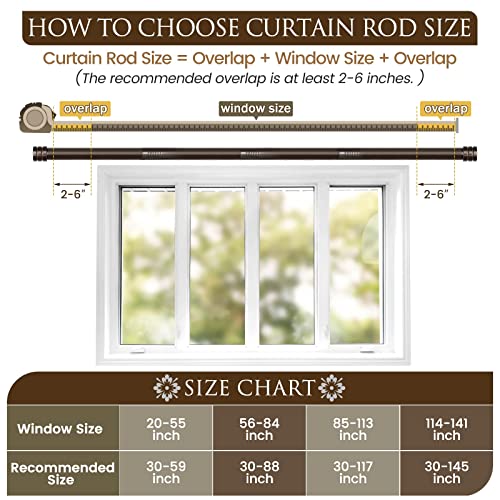 Usfook 1 Inch Curtain Rods 30 To 88(2.5-7.3Ft) Bronze Windows Curtains Rod, Splicing Drapery Rods With Cap Finial #TOP6