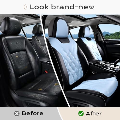Image of Coverado Car Seat Covers, Front Covers for Cars, Car Seat Cover Front Seats, Car Seat Protector Waterproof, Leather Car Seat Cushion, Universal Interior Covers Seat Protectors for Most Cars Purple