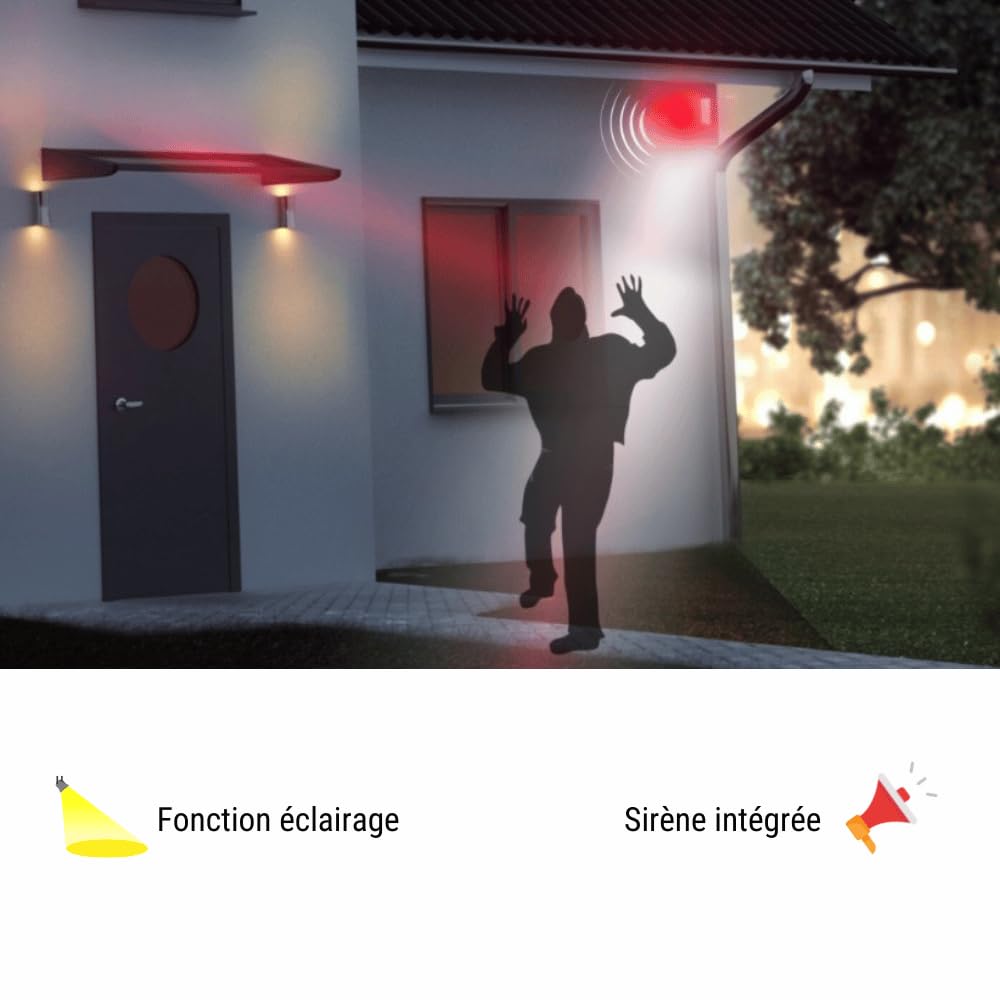 Konyks Camini Air SE - Bezprzewodowa zewnętrzna kamera nadzorująca WiFi, powiadomienia o wykryciu ruchu, kolorowe noktowizor, funkcja oświetlenia i syrena