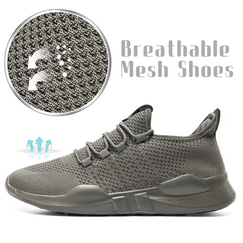 Image of Mens Running Shoes Tennis Walking Sneakaers Lightweight Breathable Workout Casual Athletic Gym Outdoor Sports Jogging Sheos Dark Gray Size 12