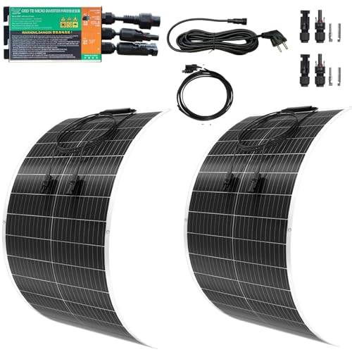 Solarpanel Flexibel mit 230V 300Watt Wechselrichter, Balkonkraftwerk komplettset Steckdose Plug...