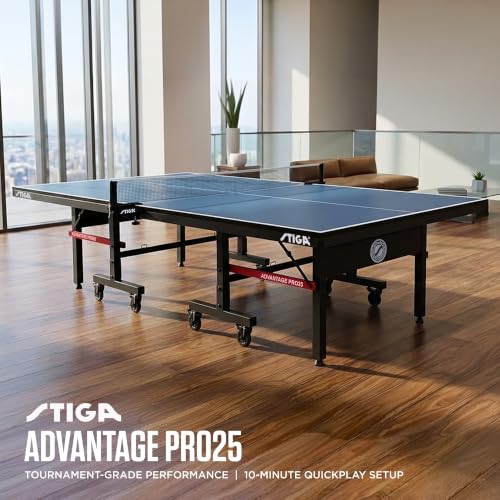 Image of STIGA Advantage Series Indoor Ping Pong Table, Foldable Table Tennis Table - 13, 15, 18, and 25mm Tabletops - Quickplay 10 Minute Assembly - Playback Mode - Recreational- to Tournament-Level