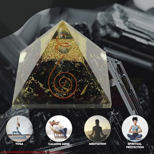 Image of Black Tourmaline Pyramid | 2-Inch | Chakra Balancing Pyramid for Meditation, Energy Healing, and Spiritual Practices | Handcrafted with Genuine Gemstones