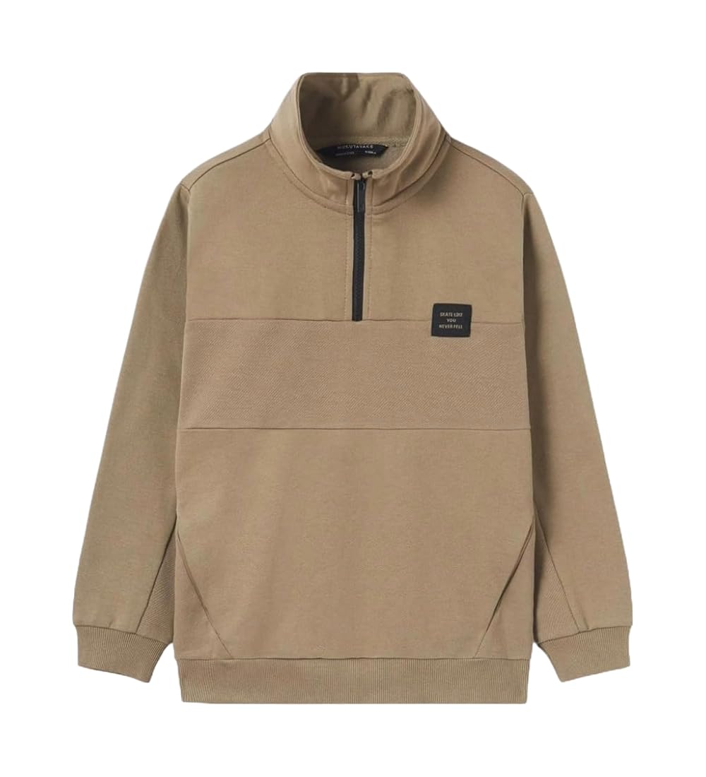 Generico Felpa Pullover per Ragazzi con Collo Alto e Zip Parziale, Maniche Lunghe, Ideale per Scuola, Sport e Tempo Libero, Perfetta per Autunno, Inverno e Primavera
