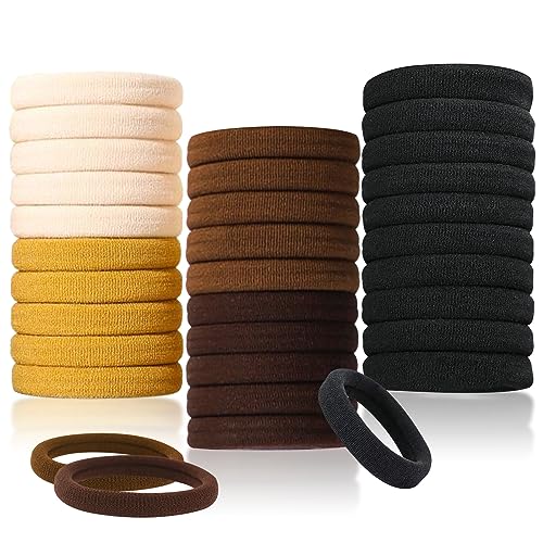 Sularpek 30 Pcs Elastic Hair Bands, Hair Bobbles for Girls, Soft Hair Ties No Damage, Strong Elastic Ponytail Holders Hair Accessories for Women Men Girls Kids
