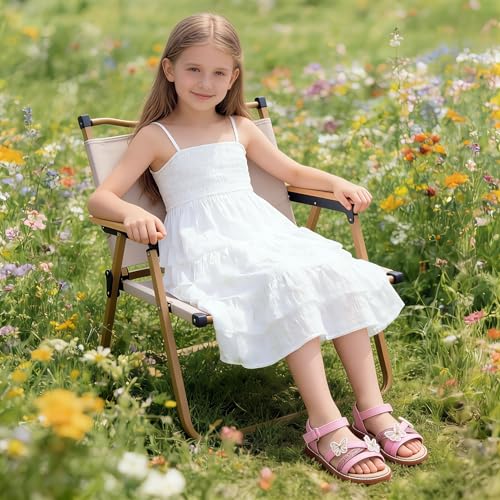 Image of Kolan Toddler Girl Sandals Open Toe Flat Princess Dress Shoes Little Kids