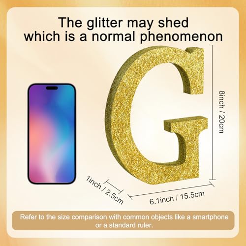 Image of TONIFUL 8 Inch Gold Glitter Letter G Table Centerpiece A-Z Gold Birthday Party Decorations,Gold Alphabet G for Birthday,Chrismas,Graduation,Bridal Shower,Wedding,Anniversary Party Supplies