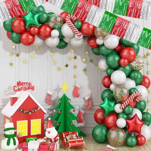 Image of 6 Pack 10 Feet Foil Fringe Garland Metallic Tinsel Streamers Banner Wall Hanging Backdrop Banner for Parade Floats, Valentine's Day, Wedding, Birthday, Mardi Gras Party Decorations Red Silver Green