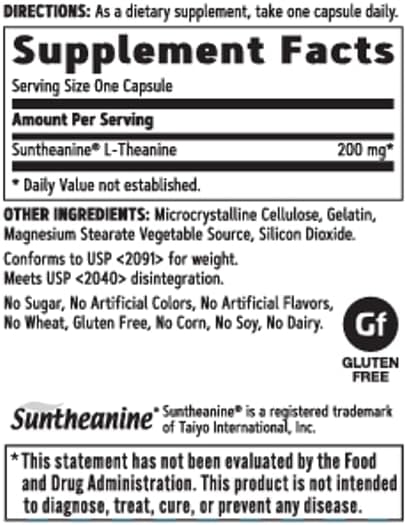 Miniatura 2 de GNC L-teanina 200 mg, promueve la relajación, 60 cápsulas