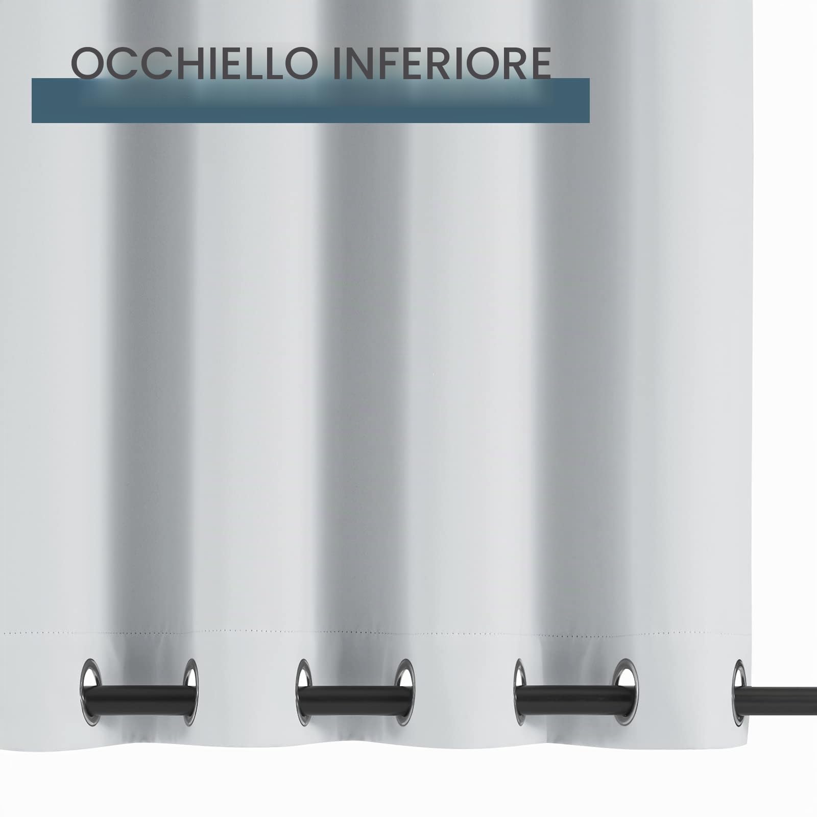 PONY DANCE Tende da Esterno Impermeabile Tende da Sole per Balconi e Gazebo con Anelli (Superiore & Inferiore) Anti-UV Blackout Curtains 2 Pezzi L132 x A243 CM, Bianche Grigio