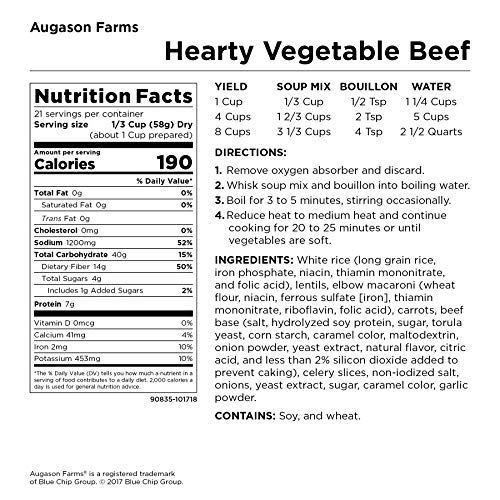 Augason Farms Hearty Vegetable Beef Flavored Soup Mix 2 lb 12 oz No. 10 Can - Thumbnail 4