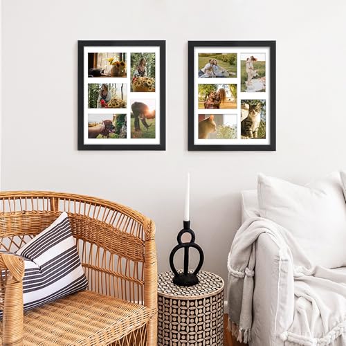 Image of DUENPY 11x14 Collage Picture Frame, 4x6 Collage Picture Frame, Displays Five 4x6 inch Photos, or 11x14 (Without Mat) Wall Decor Wall Hanging or Tabletop, Black.