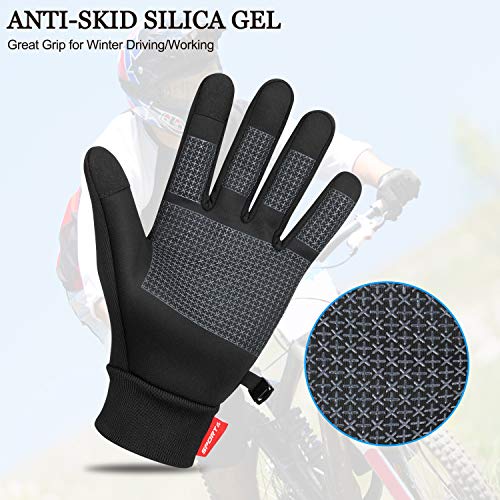 Cevapro Winter Gloves for Men Women Cycling Gloves Cold Weather Windproof Water Resistant Touch Screen Gloves Thermal Gloves for Running,Cycling,Biking,Driving, Hiking(X-Large)