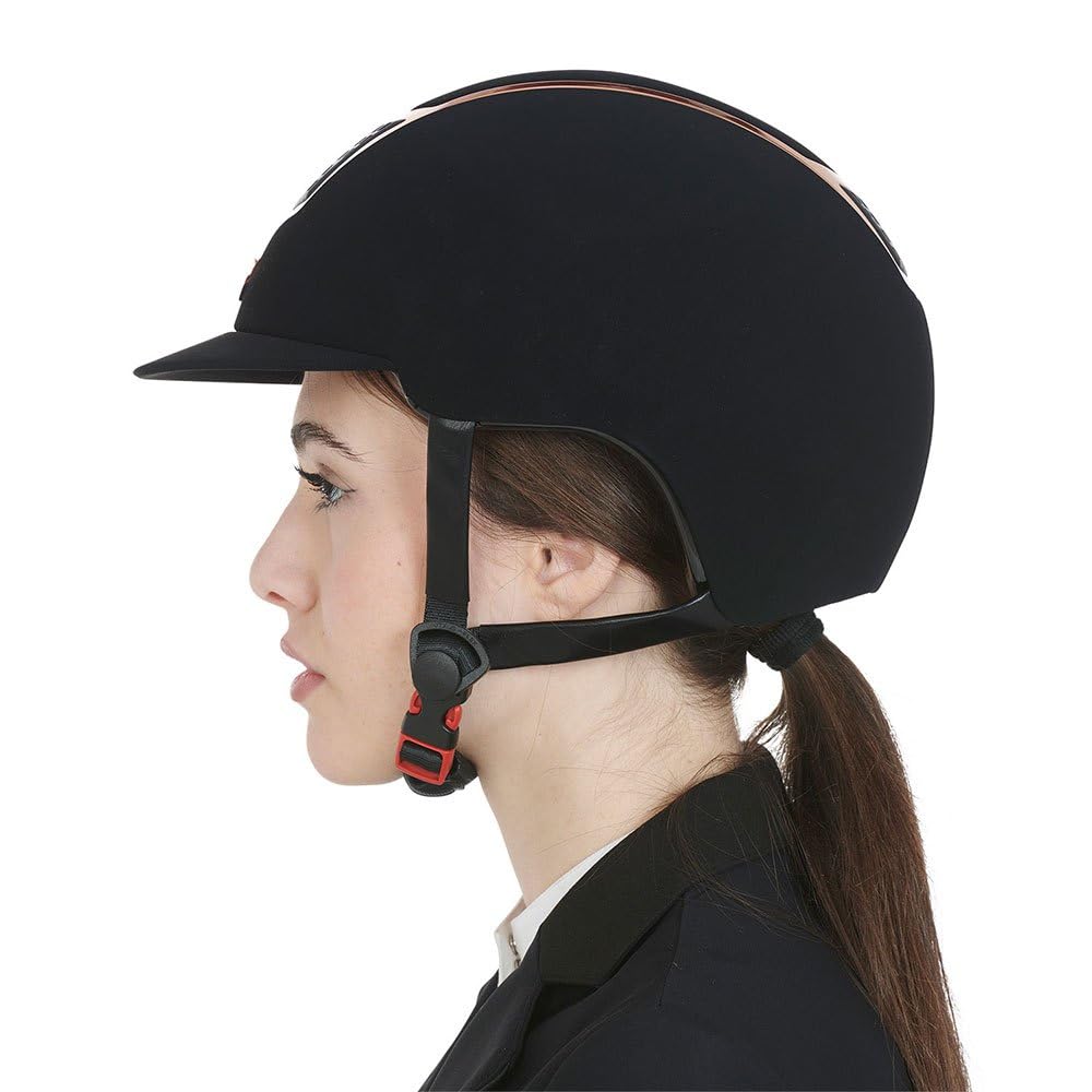 Casco Modello Eclipse Velluto Bronzo, Small, Nero-Oro Rosa, per Cavallerizzi, Unisex Giovani