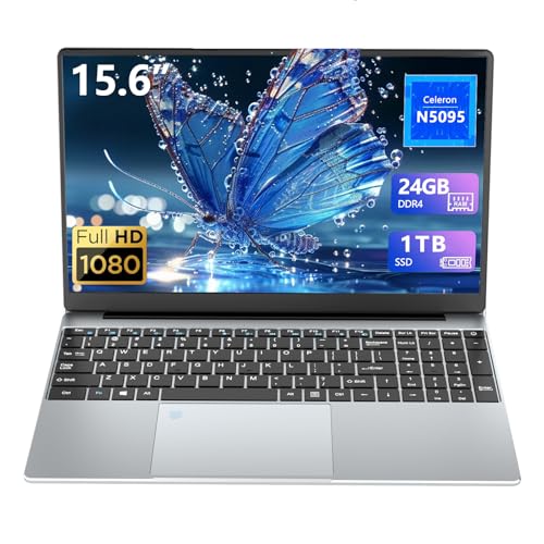 15.6 Inch Laptop, Gaming Laptop, Laptops 24GB 1TB SSD, Laptop Computer N5095, Traditional Laptop Computers 180 Angle Opening, Lap top Fingerprint Unlock Backlit Keyboard, 1920X1080 FHD IPS MINI-HDMI