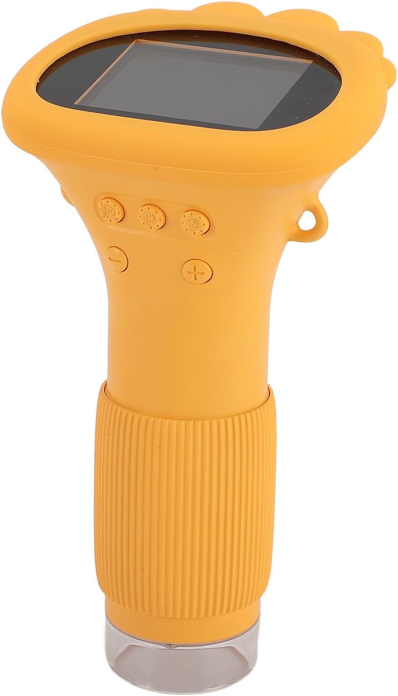 Microscopes 1000X 2.0 Inch IPS Color Screen Microscope for Kids Handheld Microscope for with 8 LED Lights Portable Digital Handheld Digital Microscopes HD (Yellow)