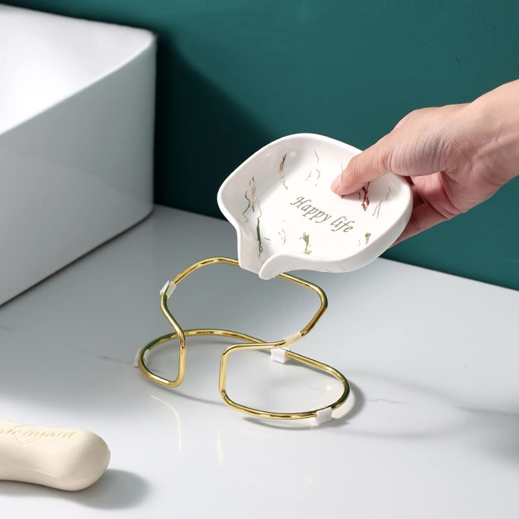 Jabonera Cerámica de Acero Inoxidable con encimera jabonera con baño Interior Lavabo baño Cocina Inodoro desagüe Almacenamiento Estante jabón Estante Bandeja Caja de Jabón