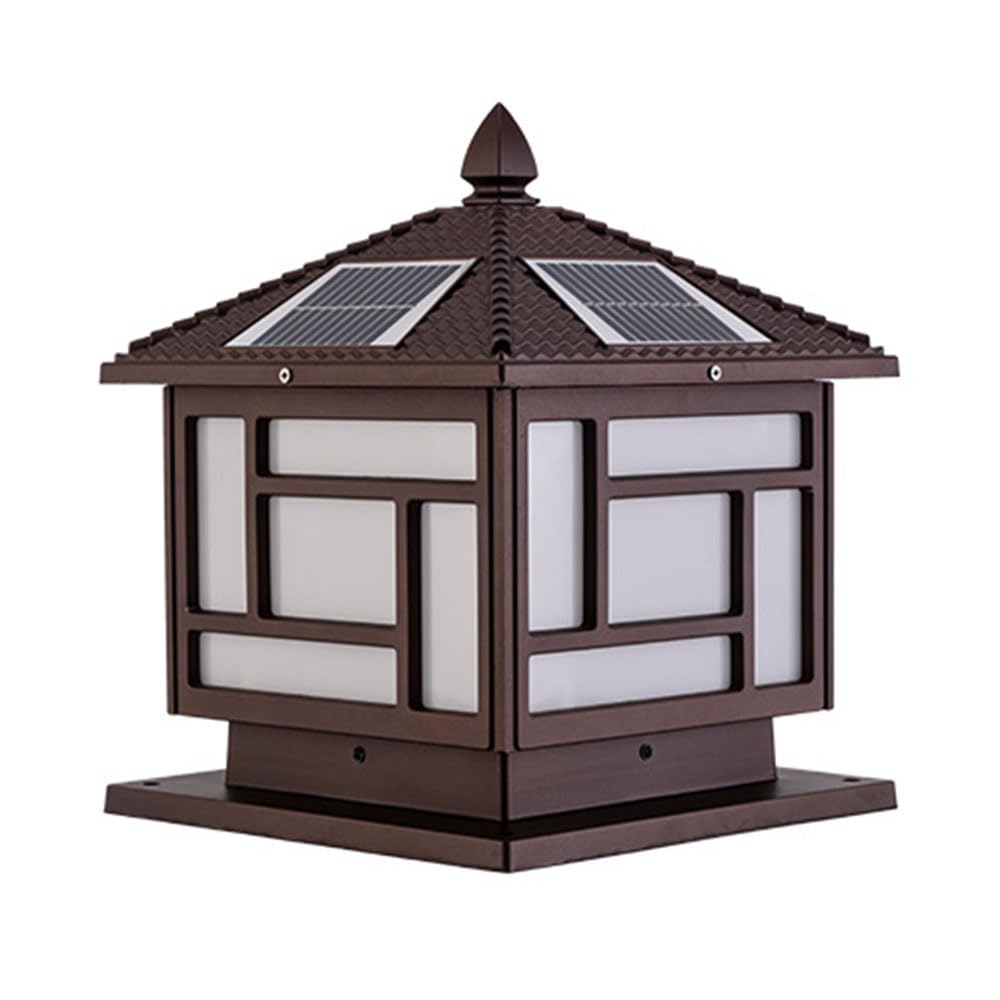 Lot De 1 Poteaux Solaires en Métal Lampe sur Pied À Colonne De Pelouse Moderne Farmhouse Pilier Carré Rustique À Énergie Solaire Paysage De Jardin Extérieur