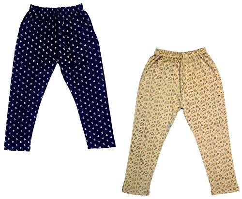 Image of IndiWeaves Girls Printed Cotton Capri Pants for Summer (Beige,Navy Blue, 14-16 Years) Pack of 2