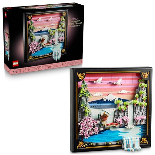 Image of LEGO Art Japanese Cherry Blossom Landscape - Wall Art and Aesthetic Room Decor - 31218