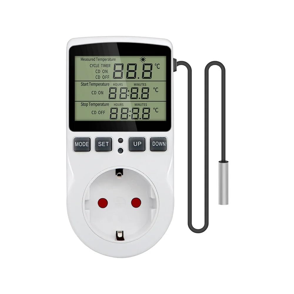 Termostato digital temporizador enchufe controlador de temperatura salida con interruptor refrigeración