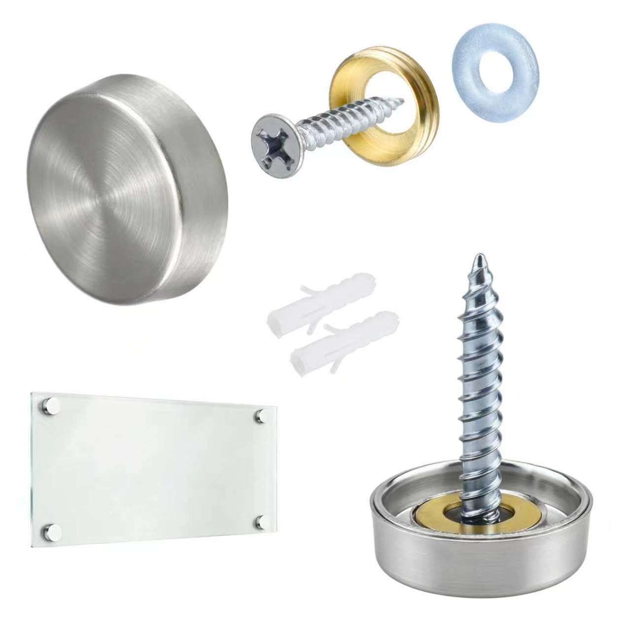 Brass Decorative Screws with Caps - Mirror Fixing -8