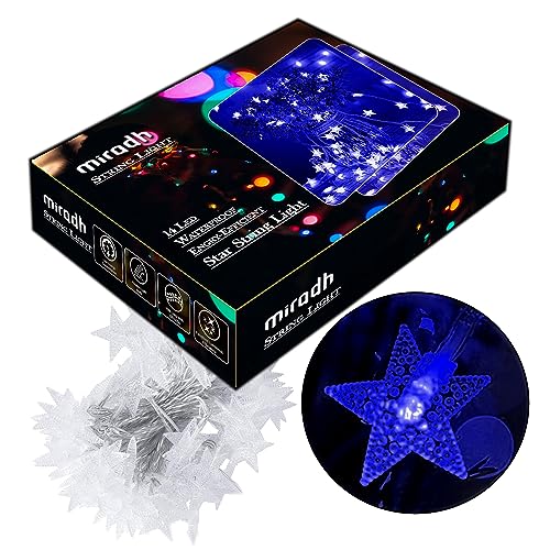Image of MIRADH 14 Star Shape String Led Light 3 Meter led Lights for Home Decoration Plug in Fairy String Lights, Diwali Lights for Decoration for Home Still Mode Only Strip Lights (14 Star Blue)