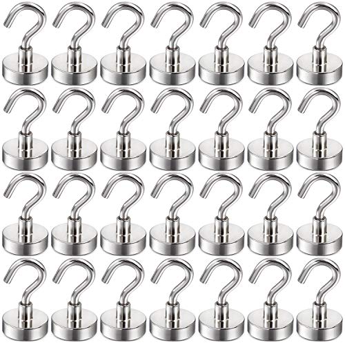 60 Stück 10 kg Magnethaken für Kreuzfahrt, Grill, Handtuch, Indoor Hanging, Haus, Küche, Arbeitsplatz, Büro und Garage, Silber, 16 mm