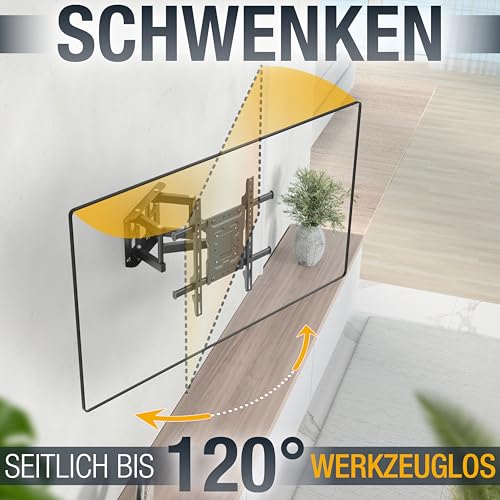 RICOO TV Wandhalterung Fernseher Schwenkbar Neigbar für 32 - 65 Zoll, Universal TV Halterung S7244, Fernsehhalterung für Wand, Wandhalterung Fernseher 55 Zoll bis 50 Kg mit max. VESA 400x400 mm – Bild 4