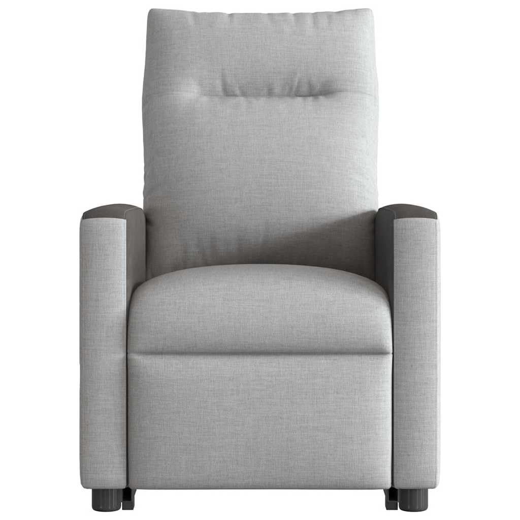 Massagesessel elektrisch mit Aufstehhilfe Wolkengrau Stoffbezug 69x86x100 cm Relaxsessel mit 6-Punkt-Vibrationsmassage und Liegefunktion für Wohnzimmer Leseecke und Schlafzimmer