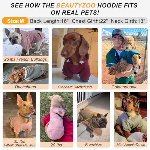 Image of BEAUTYZOO Dog Hoodies Sweater for Medium Dogs, Waffle‑Like Laminated Coat
