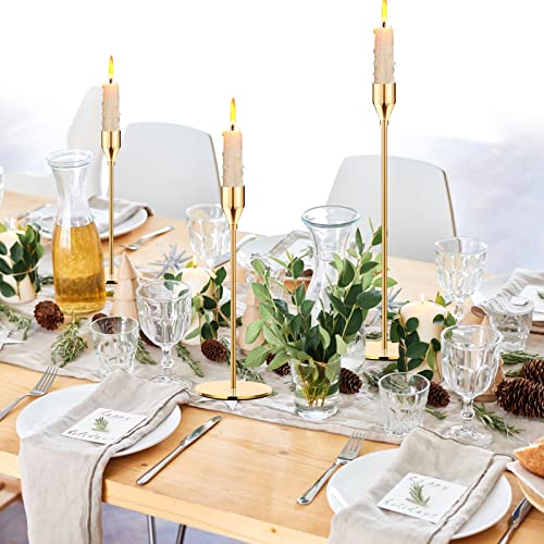Oatnauxil Gold Candle Holders Gold Taper Candle Holder Metal Candle Holder for Wedding, Dinning, Party, Fits 3/4 inch Thick Candle&Led Candles (Set of 3 Pcs) by Oatnauxil - Image 5