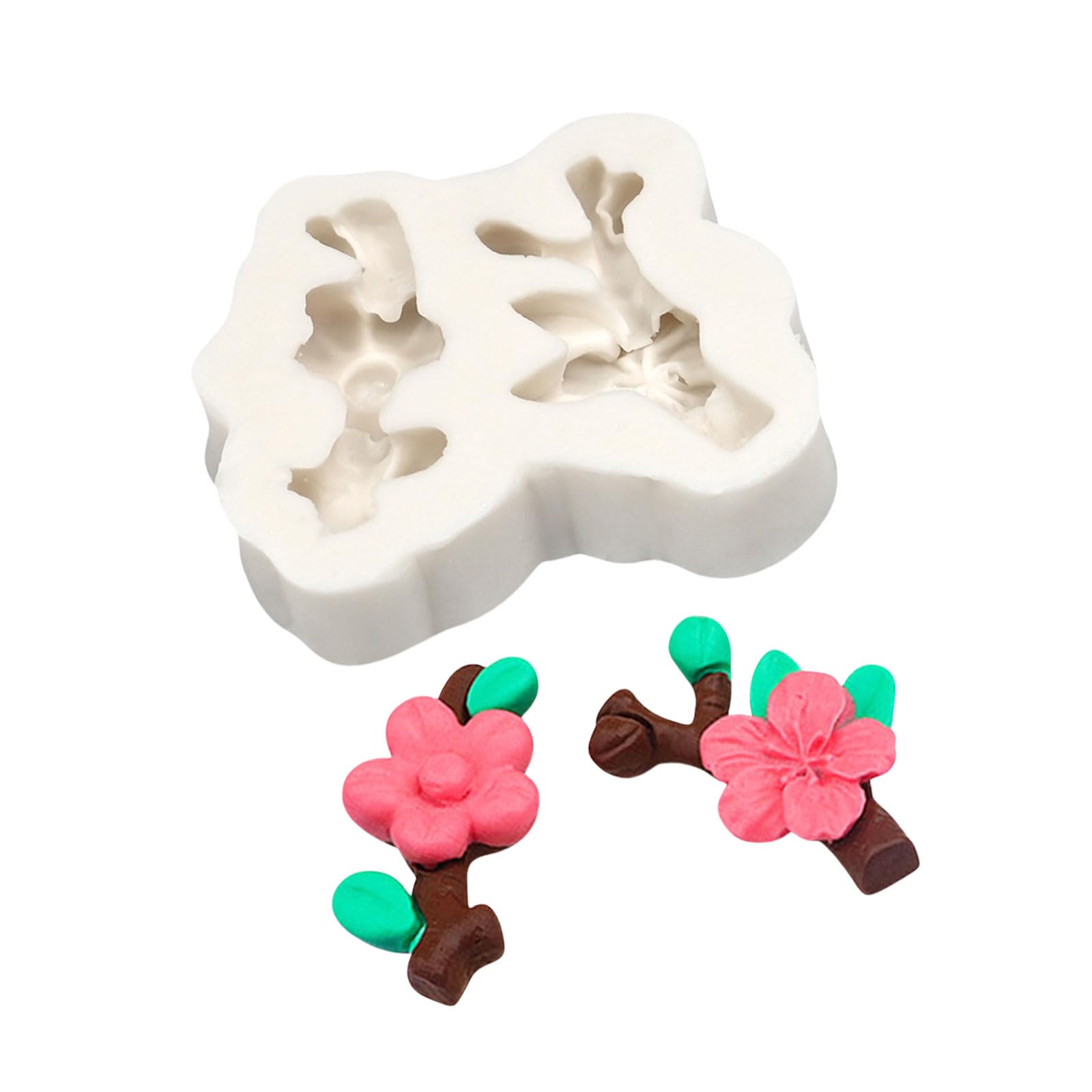 Mekalero Artistic Cake and Dessert Creation Molds Flexible Silicone Set with Plums Blossom Designs for Dessert and Biscuits Cookie