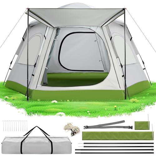 Asdsed Campingzelt für 4 Personen, 100% Wasserdicht UV-Schutz, Leicht, Stabil Kuppelzelt mit Breathable Mesh und Mosquito Net, Großes Familienzelt für Camping Garten Reise