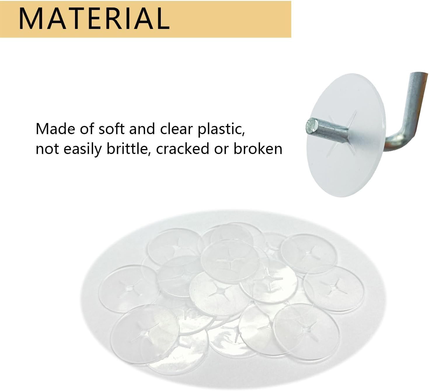 Peg Hook Stoppers,Clear Plastic Inventory Control Clips for 1/4 Pegboard Hooks,White Pegboard Locks for Store Hook on Peg Board and Slat Wall Panels ,Peg Stoppers to Keep Merchandise on Hooks, 50Pcs