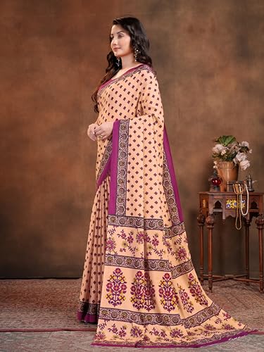 Image of Garden Vareli Floral Booti Print Crepe Saree With Unstitched Blouse Piece