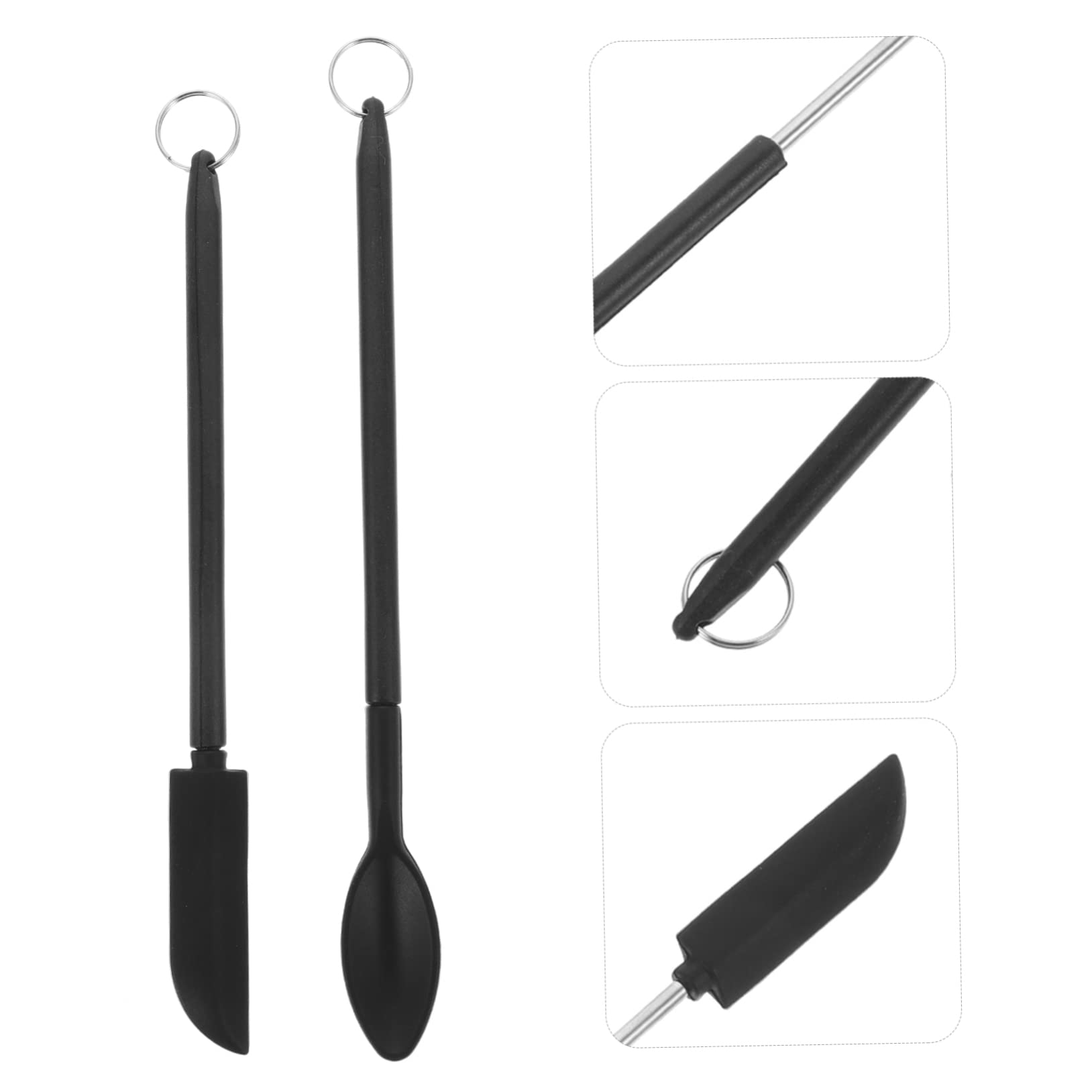 Kleiner Silikon Butterschaber mit Teleskopgriff Leichte Mehrzweck Spatel zum Kosmetikabheben und Backen mit Praktischem Aufhängeloch Schwarz für Backanwendungen