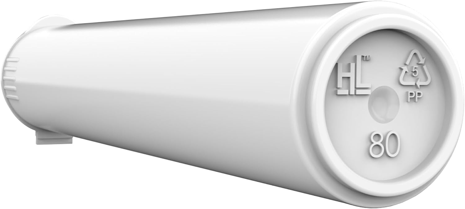 80mm CR Premium Plastic Packaging Pop Top Tubes – Bulk Child Resistant Travel Holder Vial Sample Containers Mini Storage Strong Seal Squeeze Cap – 1,150 Qty (White)