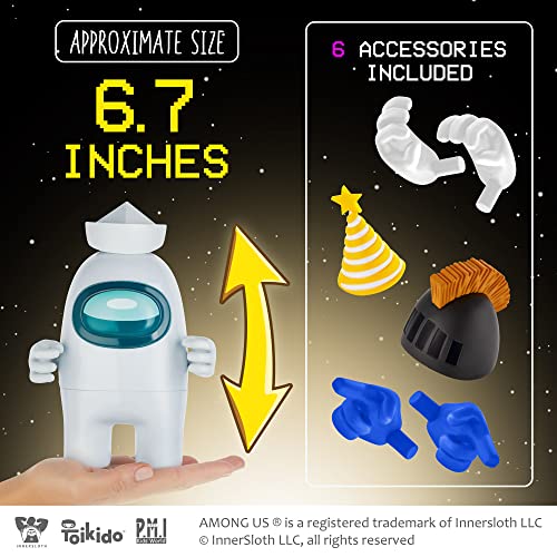 P.m.i. Among Us Action Figures | Two Of Four 4.5-Inch-Tall Collectibles | Among Us Toys And Playable Mini Toys | White Crewmate And Blue Ghost With 6 Accessories: Hats And Hands | Kids’ Toys #TOP7