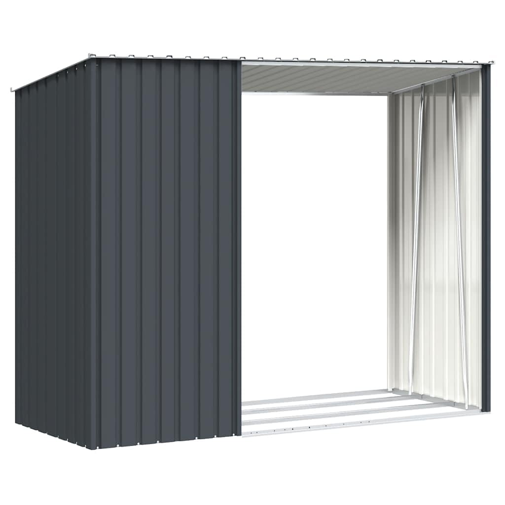 vidaXL Capanno per Legna Capanna Casetta per Esterni Struttura Protettiva Rispostiglio per Legname Antracite 245x98x159 cm in Acciaio Zincato