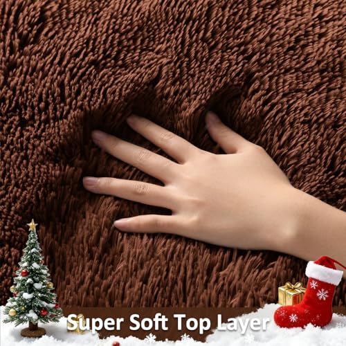 image for Ophanie Brown Rugs for Bedroom Living Room, Fluffy Fuzzy Furry Carpet,