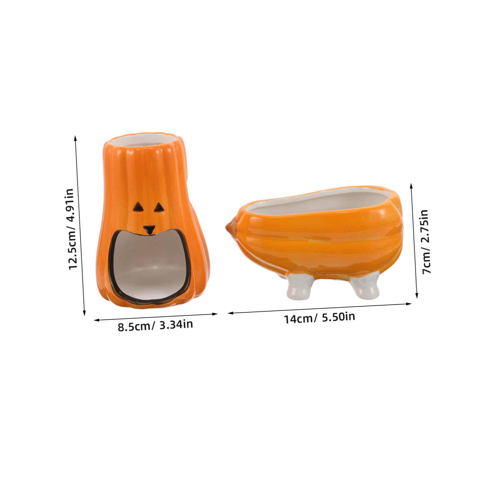 Keramik Kürbis Hamster Wassernapf und Trinkflaschenhalter mit Versteckfunktion Stabiler Stand für Kleine Haustiere Wie Hamster Mäuse Kaninchen Langlebig und Dekorativ
