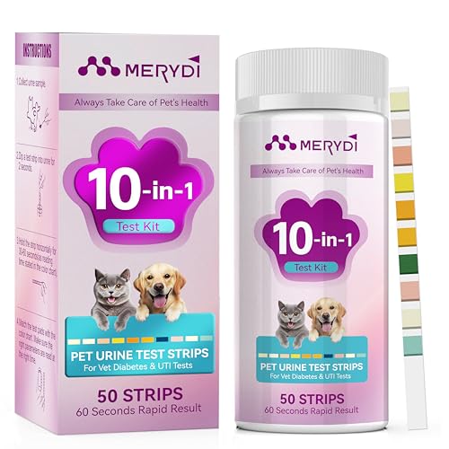 Image of Dog & Cat Urine Test Strips, 10 Way Pet Urinalysis Testing Kit for Ketone, Glucose, pH and Nitrite, Reagent Strips