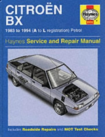Front cover of the Citroen BX Service and Repair Manual, showing a grey Citroen BX car and the Haynes logo.