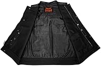 Vista 4 de GARGOYLE BELLS Chaleco de moto de mezclilla y cuero para hombre con bolsillos para pistola SOA Biker Club Chaleco con acolchado de diamante