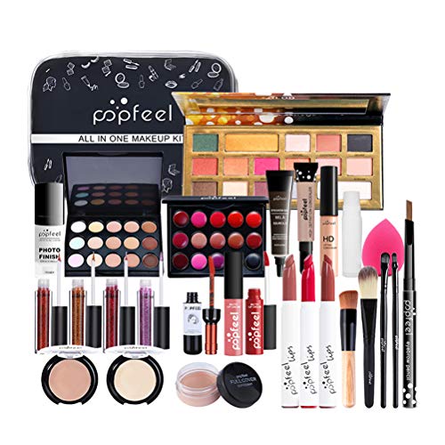 Makeup Set Cosmetics Make-up Case Makeup Essential Starter Kit with Lip Gloss Eyeshadow Concealer Cosmetic Brush for Women and Girls