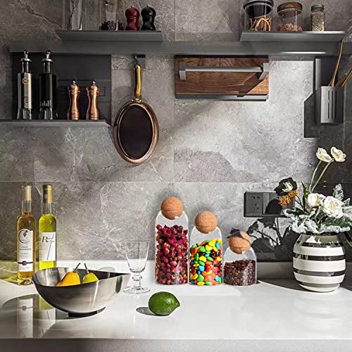 Witop 3 Pack Storage Glass Jar Set Food Storage Tank With Ball Cork 500 Ml,800Ml,1200Ml, Round Cork Glass Bottle, Small Candy Jar With Wood Ball Lid For Food, Coffee, Sugar, Spice, Tea, Diy Decoration #TOP4